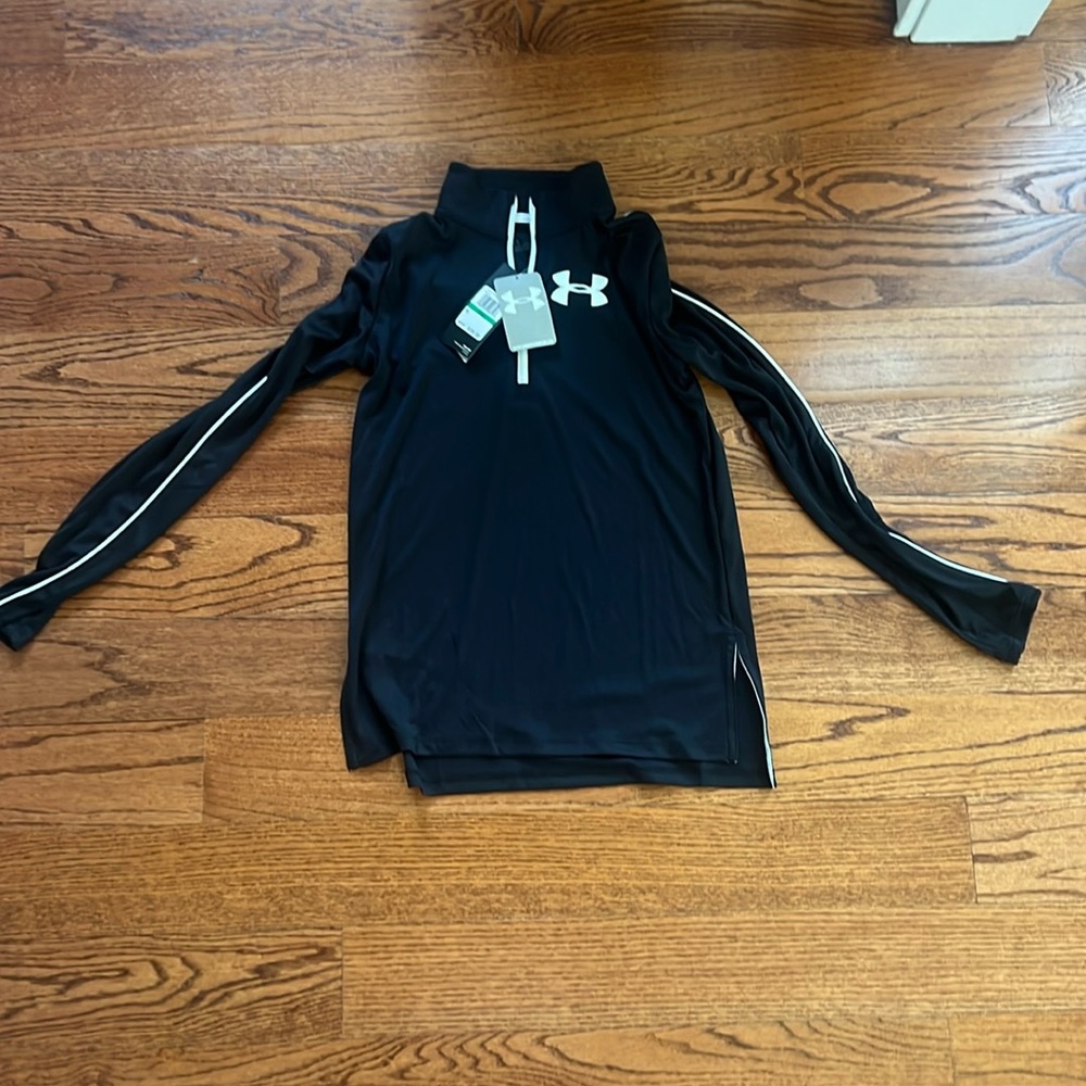 Girls Black Quarter Zip Long Sleeved Under Armour Het Gear